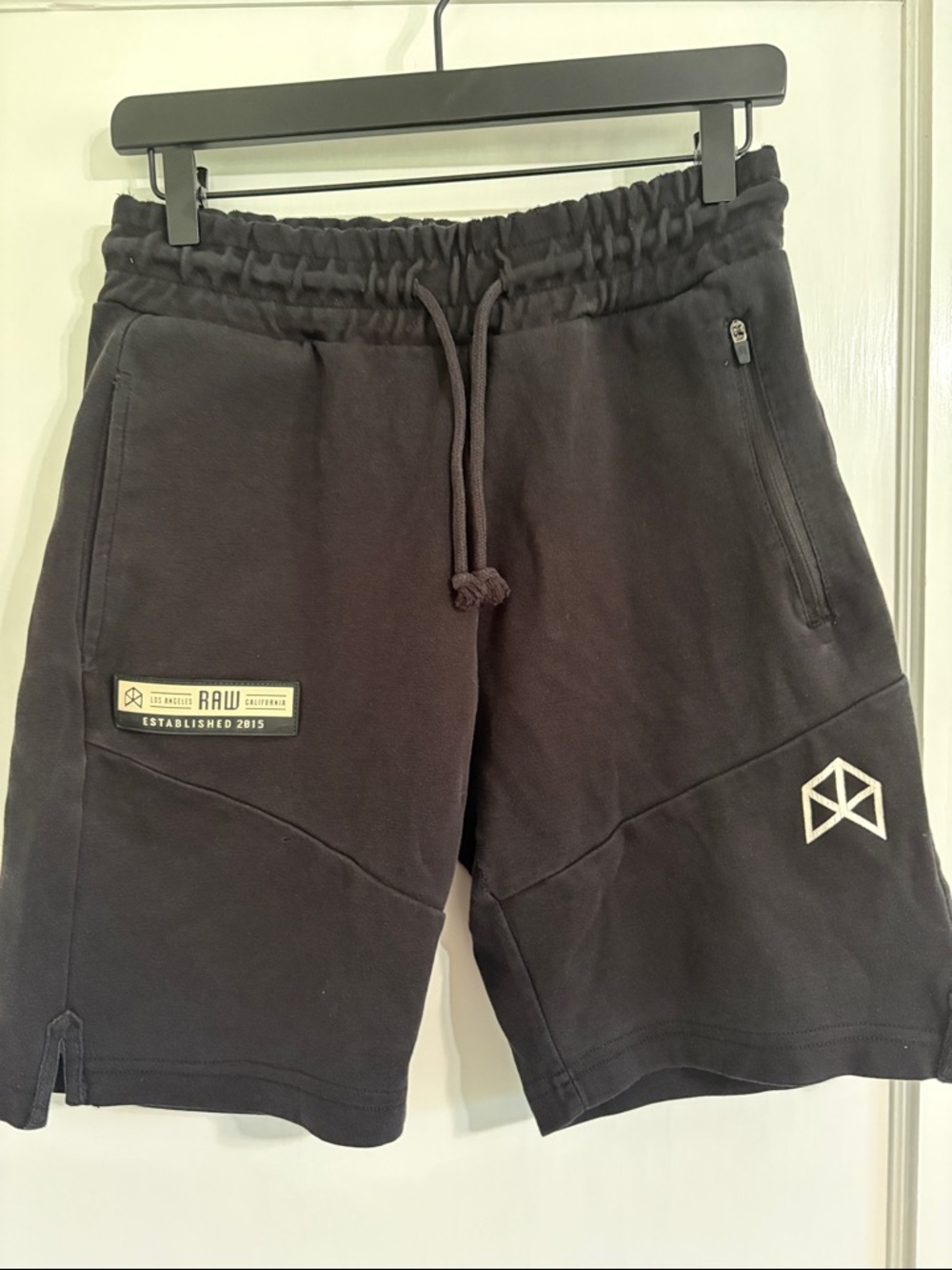 RawGear  Black Athletic Drawstring Shorts with Patch Logo